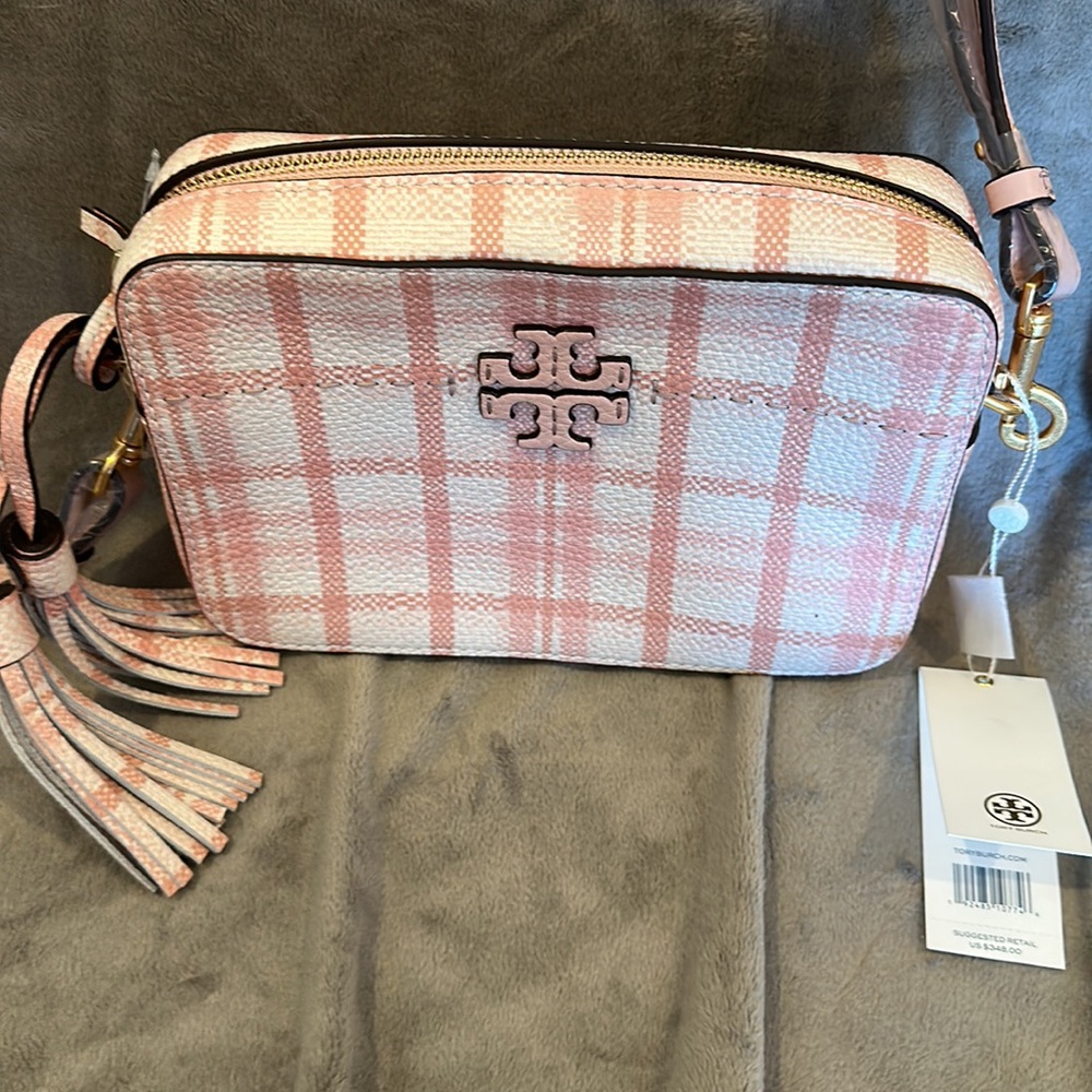 NWT Tory Burch blush plaid crossbody - Picture 2 of 11